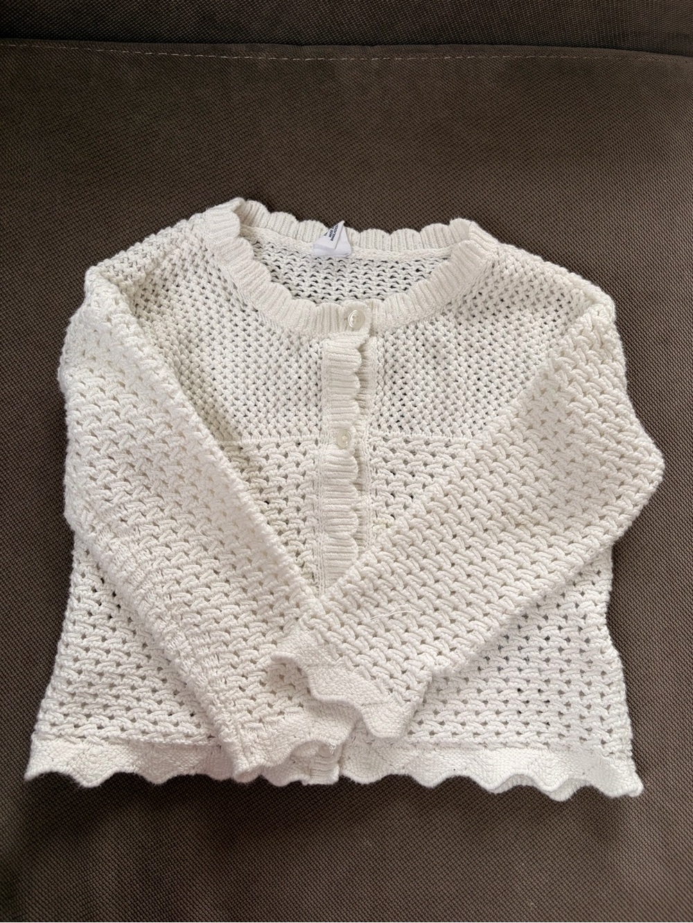 GAP Cream Scalloped-Edge Knit Cardigan
